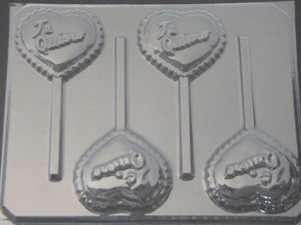 914 Te Quiero Hearts Chocolate or Hard Candy Lollipop Mold